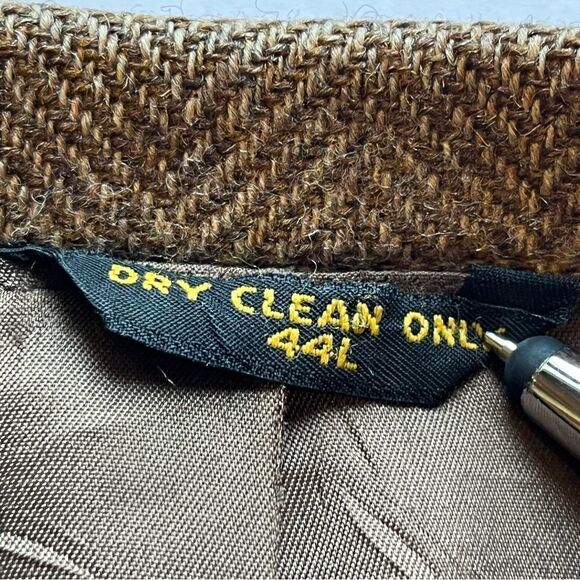 Imperial by Haggar  Men's Wool Sport Coat Brown Herringbone Size 44L - Picture 4 of 10